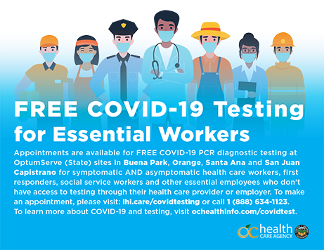 FREE COVID-19 Testing for Essential Workers